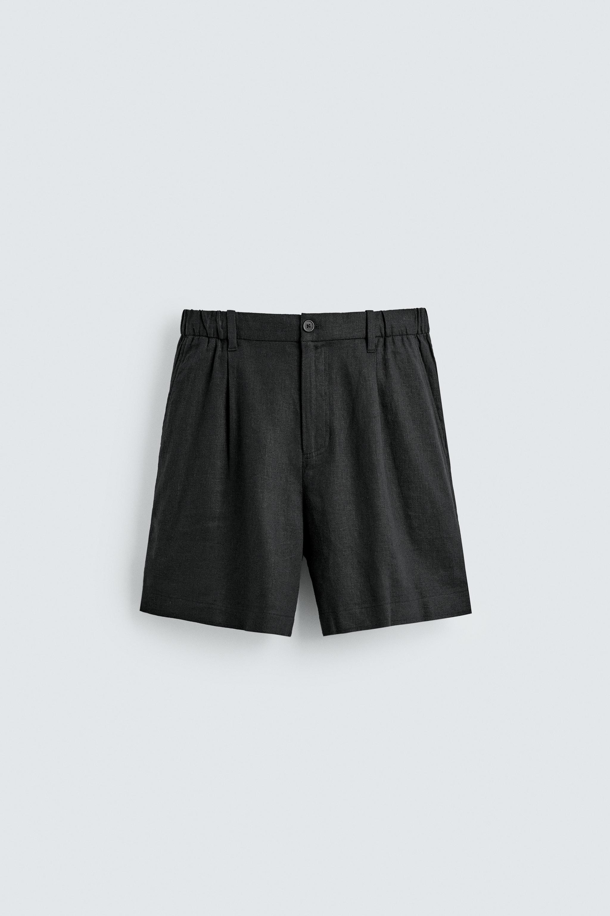 RELAXED FIT LINEN BLEND SHORTS